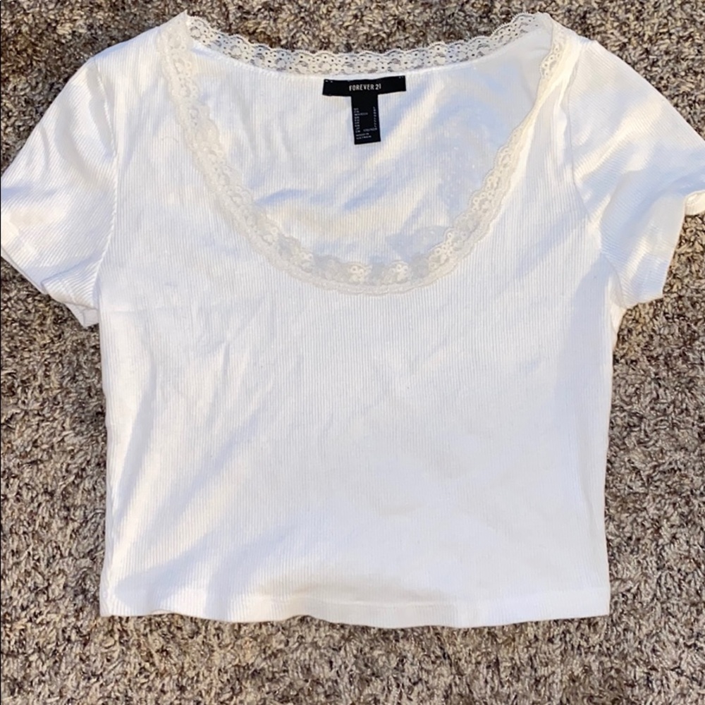 White lace crop top